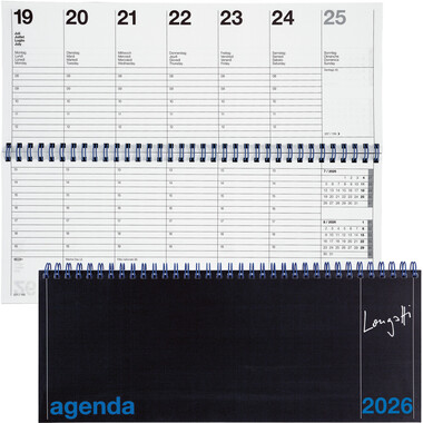 BIELLA Pultkalender Longatti 2026 886271020026U 1W/2S Wire-O sw ML 29.8x11.7cm