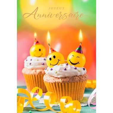 ABC Biglietto d'auguri FR A4 53370 Cupcake con candela