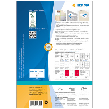 HERMA Étiquettes SPECIAL 63.5x38.1mm 10301 blanc,non-perm. 2100pcs./100f.