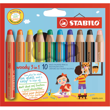 STABILO Farbrstift Woody 880/10 3in1, 10er Etui