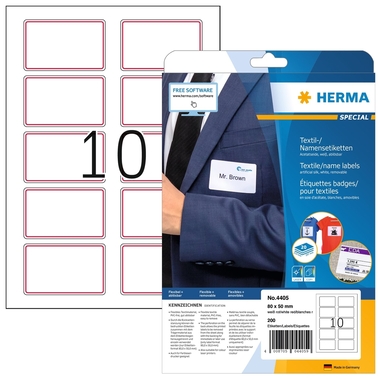 HERMA Etiquettes badges 80x50mm 4405 blanc 200 pcs./20 flls.