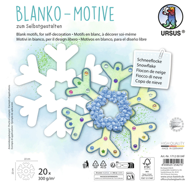 URSUS Motivi in bianco 23x23cm 17120004F Fiocco di neve 20 fogli
