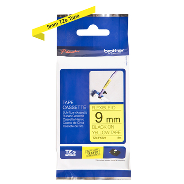 PTOUCH Flexitape lamin. nero/giallo TZe-FX621 per PT-550 9 mm