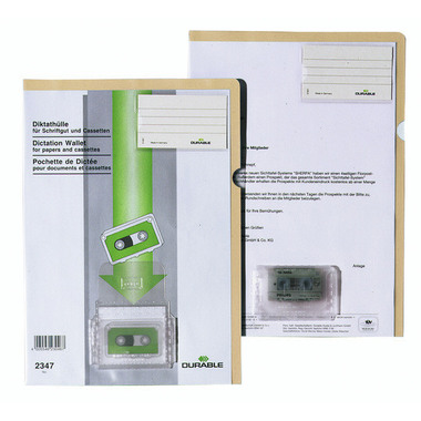 DURABLE Pochettes dictée A4 234716 avec poche p. cassette beige