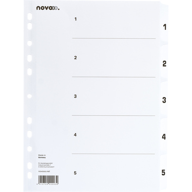 NOVOOO Kartonregister A4 40624 weiss 1-5