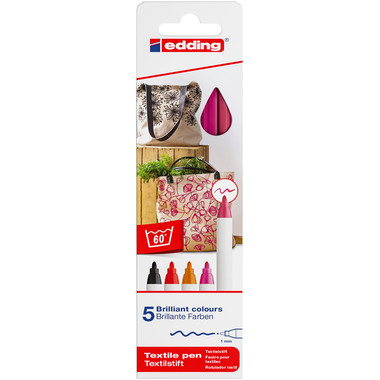 EDDING Textilstift 4600 3946 Warm Color 5 Stück