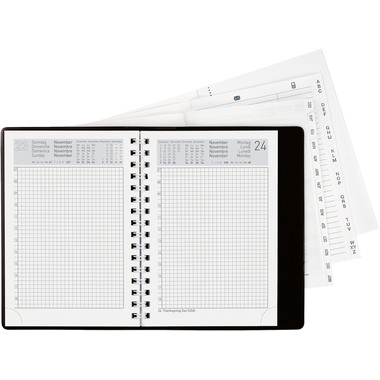 BIELLA Agenda Technikus 4 Wire-O 2027 834141020027U 1T/1S schwarz ML 10.1x14.2cm