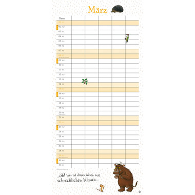 HEYE Pianificatore Grüffelo 2026 23444+26 1M/1P TE 5 colonne 21x45cm