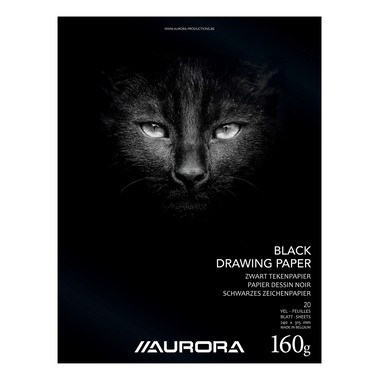 AURORA Zeichenblock 24X31,5cm BL33 schwarz, 160g 20 Blatt