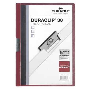 DURABLE Classeur à pince DURACLIP 30 220031 p. 30 feuilles A4 rouge foncé
