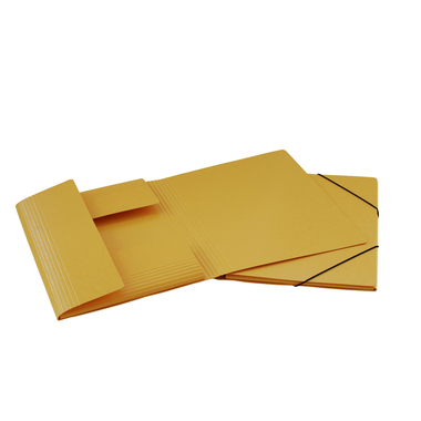 EROLA Gummibandmappe 650my A4 33299 gelb Pressspan 3 Klappen