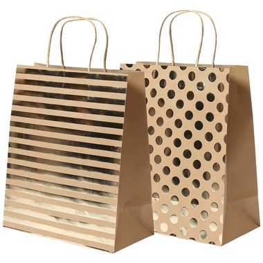 I AM CREATIVE Papiertüten, 4 Stück 4088.05 braun/gold, 25.4x30x12.7cm