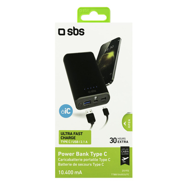Powerbank 10,400 mA Type C