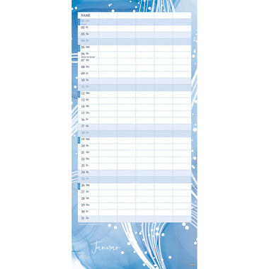 HEYE Familienplaner Watercolor 2026 23447+26 1M/1S DE 5 Spalten 21x45cm