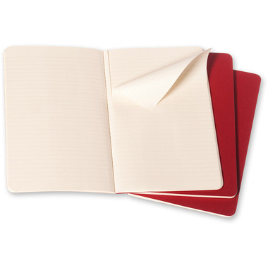 MOLESKINE Notizheft Cahier A5 101-4 liniert, rot 3 Stück