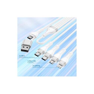 4smarts USB-Ladekabel USB-C/A Multi-Ladekabel 4in2 1.2 m, Weiss