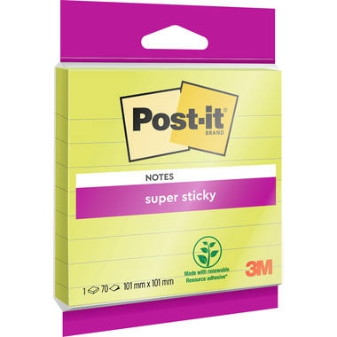 POST-IT Bloc Super Sticky 100x100mm XL-LL vert, 70 feuilles, lignées