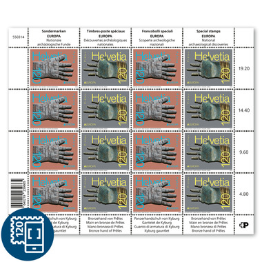 Francobolli CHF 1.20 «EUROPA – Scoperte archeologiche nazionali», Foglio da 16 francobolli Foglio «EUROPA – Scoperte archeologiche nazionali», gommatura, senza annullo