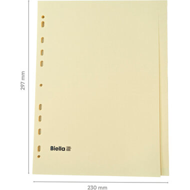 BIELLA Kartonregister A4 19542400U gelb 24-teilig