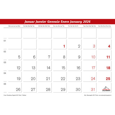 CALENDARIA Bildkalender 2026 9783036205632 Engadin ML 40x31cm