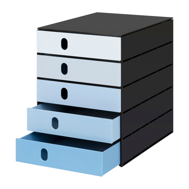 STYRO Schubladenbox styroval flow 14-8000.93 schwarz/blau 5 Schubladen