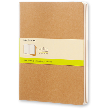 MOLESKINE Notizheft Cahier XL 25x19cm 506-9 blanko, natur 3 Stück
