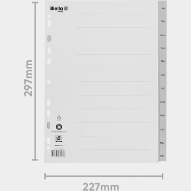 BIELLA Register PP A4 47141391U grau Jan-Déc FR