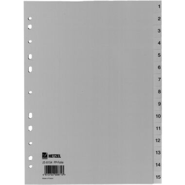 HETZEL Register PP A4 25615481 grau 1-15