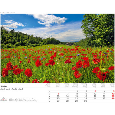 CALENDARIA Bildkalender 2026 9783036205076 Schweiz-Suisse ML 40x31cm