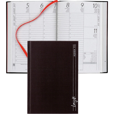 BIELLA Taschenagenda Longatti 2026 832714020026U 1W/2S schwarz ML 10.4x14.8cm