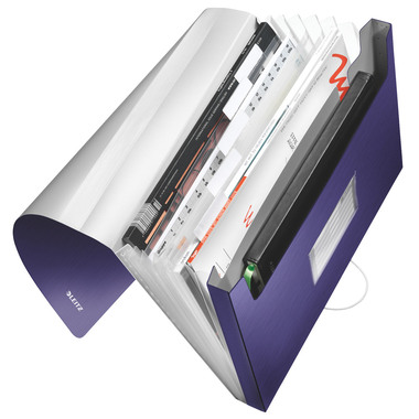 LEITZ Dossier de coll. Style PP A4 39570069 Bleu Titane 6 comp.200 flls.