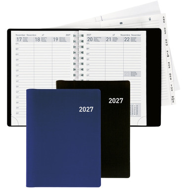 BIELLA Agenda Rex Wire-O 2027 825773020027U 1S/2P noir ML 10.1x14.2cm
