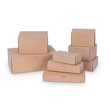 Cardboard hinged lid box in brown 151x108x80mm