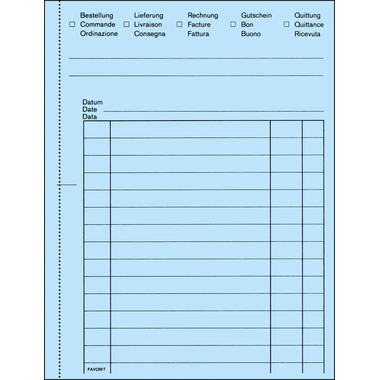 FAVORIT Mehrzweckbuch D/F/I A6 8111OK blau/weiss 50x2 Blatt