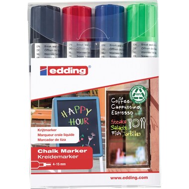 EDDING Windowmarker 4090 4-15mm 4090-E4 4 Farben ass., basic