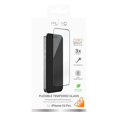 Flexible Tempered Glass D3O for iPhone 15 Pro | Puro