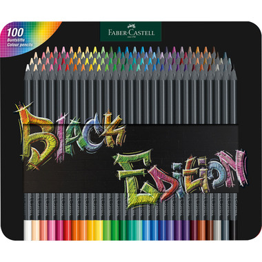 FABER-CASTELL Farbstifte Black Edition 116490 Metalletui 100 Stück