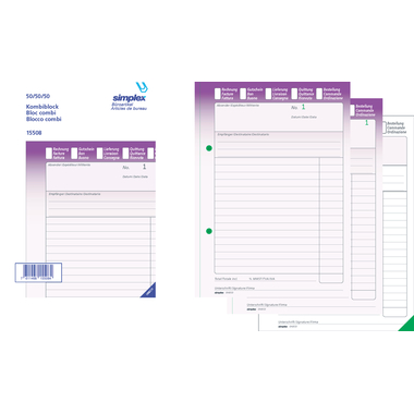 SIMPLEX Kombiblock D/F/I A5 15508 weiss 50x3 Blatt