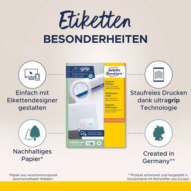 AVERY ZWECKFORM Universal-Etiketten 70x36mm 6602 weiss 1560 Stk./65 Blatt