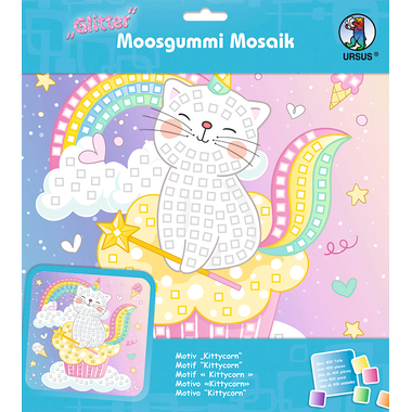 URSUS Mosaique carreés de mousse 8420018 Paillettes Kittycorn 25x25cm