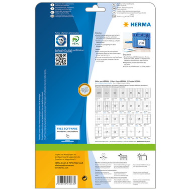 HERMA Etiketten PREMIUM 105x148mm 5063 weiss,perm. 100 St./25 Bl.