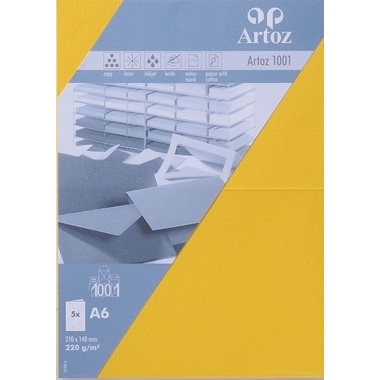 ARTOZ Cartes 1001 A6 107322262 220g, jaune soleil 5 feuilles