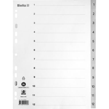 BIELLA Register PP A4 47141200U grau 1-12