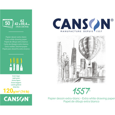 CANSON Sketchbook 1557 A2 204127410 bianco, 120g 50 fogli