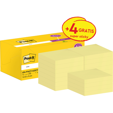 POST-IT Paquet Promo Notes 77x76mm 654P14CY+ canary yellow 14+4