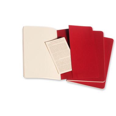 MOLESKINE Quaderno Cahier A5 103-8 in bianco, rosso 3 pezzi