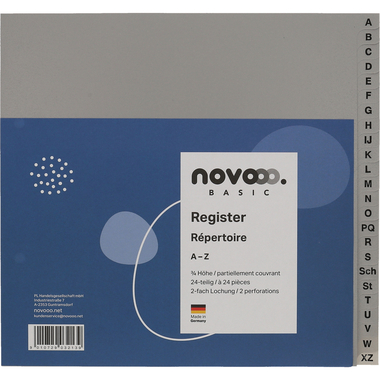 NOVOOO Répertoires PP 3/4 haut 40964 gris A-Z 24pcs.
