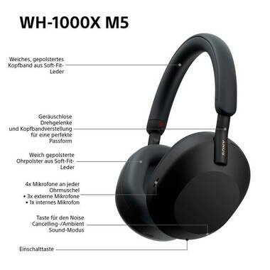 Sony WH-1000XM5SA with soft case
