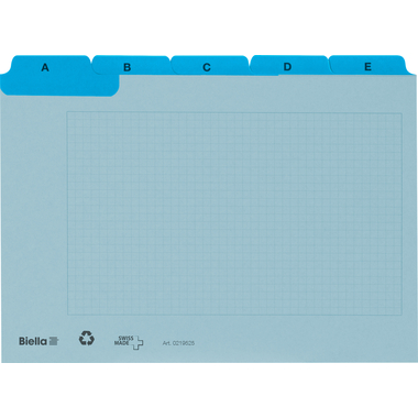 BIELLA Kartei-Leitkarten A-Z A7 21972505U blau kariert 25-teilig