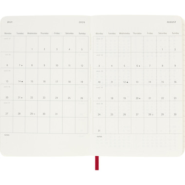 MOLESKINE Agenda Classic Pocket 2026 DSF212WN2Y26 1W/1S scharlachrot SC 9x14cm